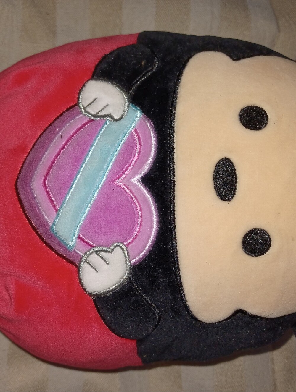 Plush Monkey Holding Heart Soft Toy - Red, Pink, Black